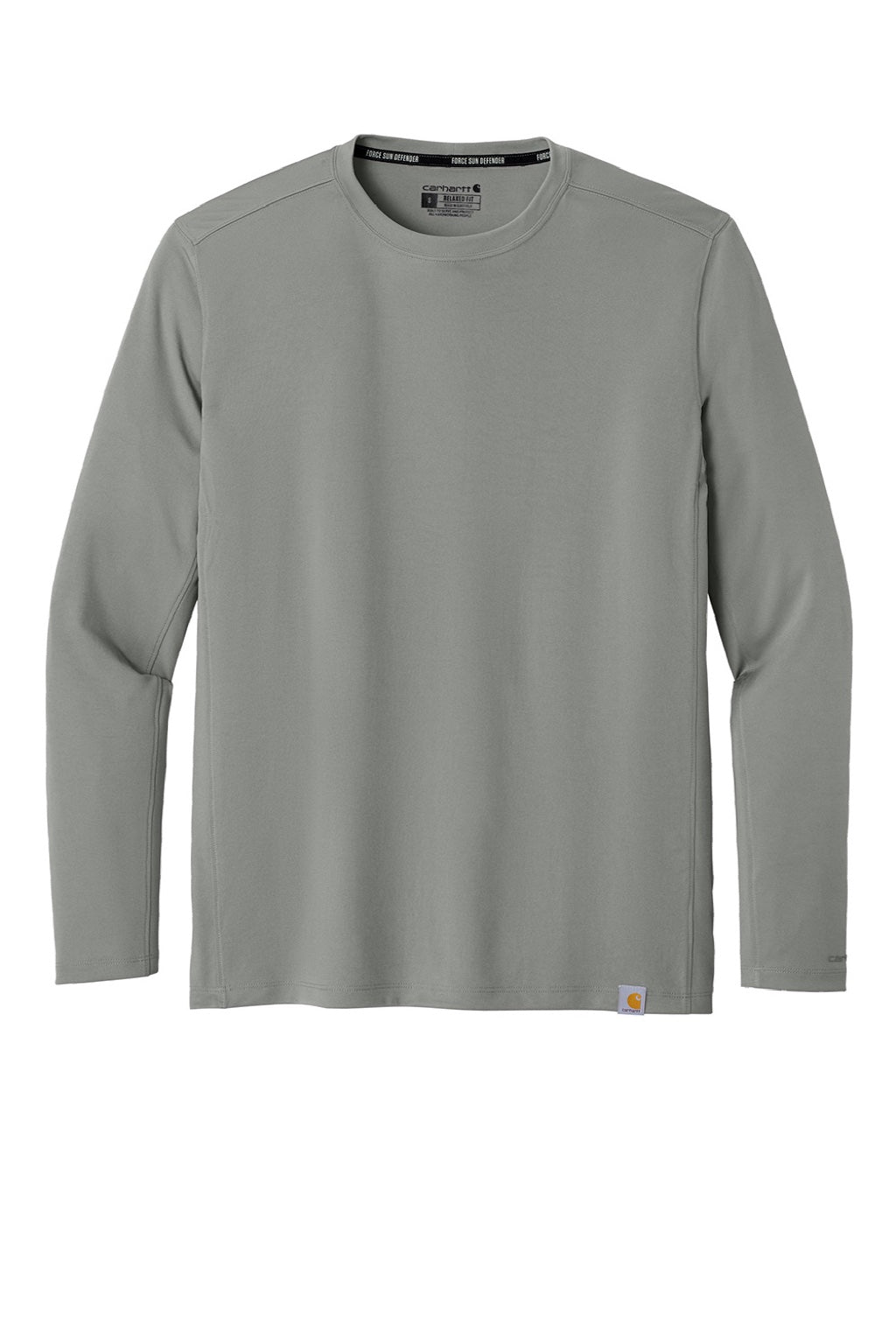 Carhartt CT106972 Mens Force Sun Defender Moisture Wicking Long Sleeve Crewneck T-Shirt Asphalt Grey Flat Front