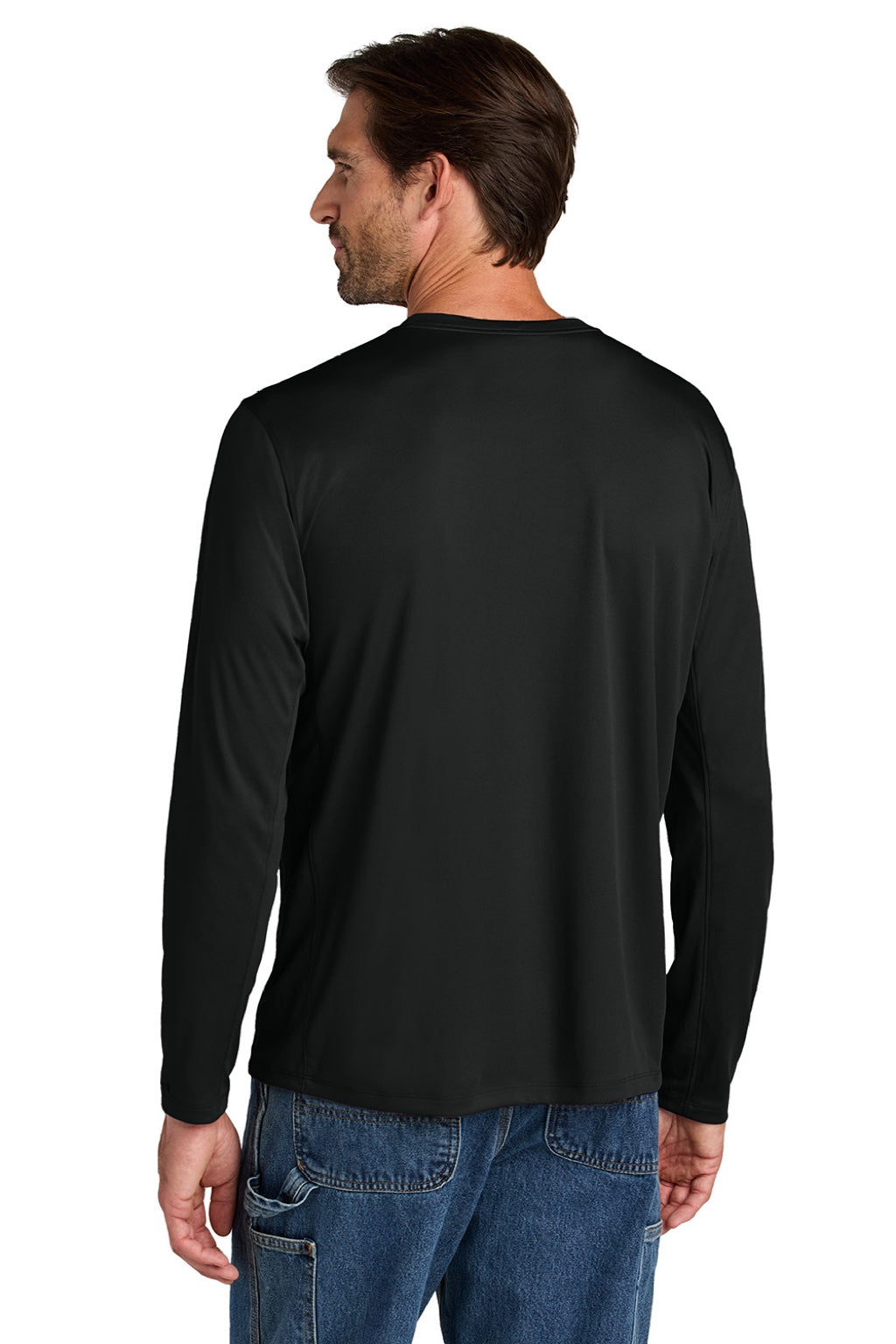 Carhartt CT106972 Mens Force Sun Defender Moisture Wicking Long Sleeve Crewneck T-Shirt Black Model Back