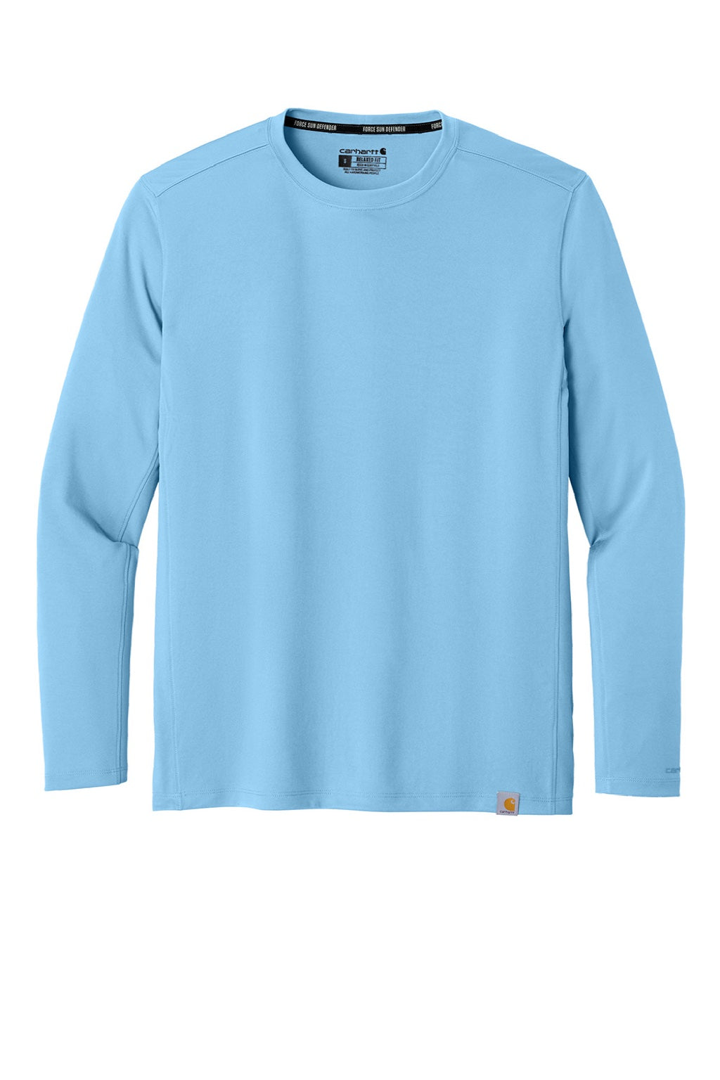 Carhartt CT106972 Mens Force Sun Defender Moisture Wicking Long Sleeve Crewneck T-Shirt Fresh Water Blue Flat Front