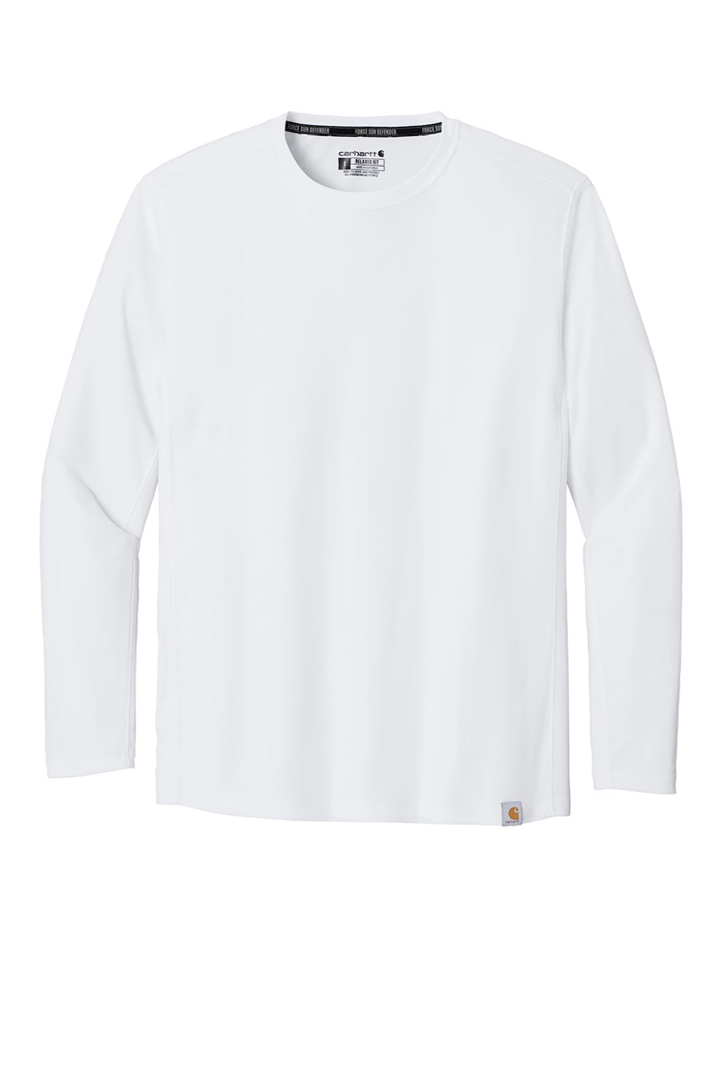 Carhartt CT106972 Mens Force Sun Defender Moisture Wicking Long Sleeve Crewneck T-Shirt White Flat Front
