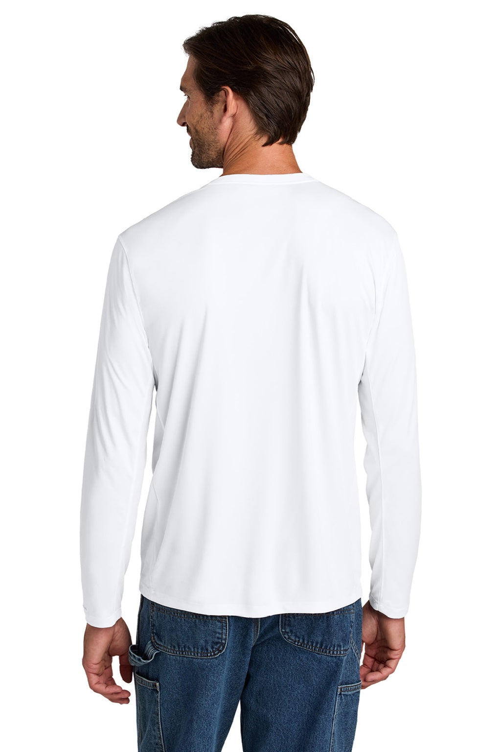 Carhartt CT106972 Mens Force Sun Defender Moisture Wicking Long Sleeve Crewneck T-Shirt White Model Back