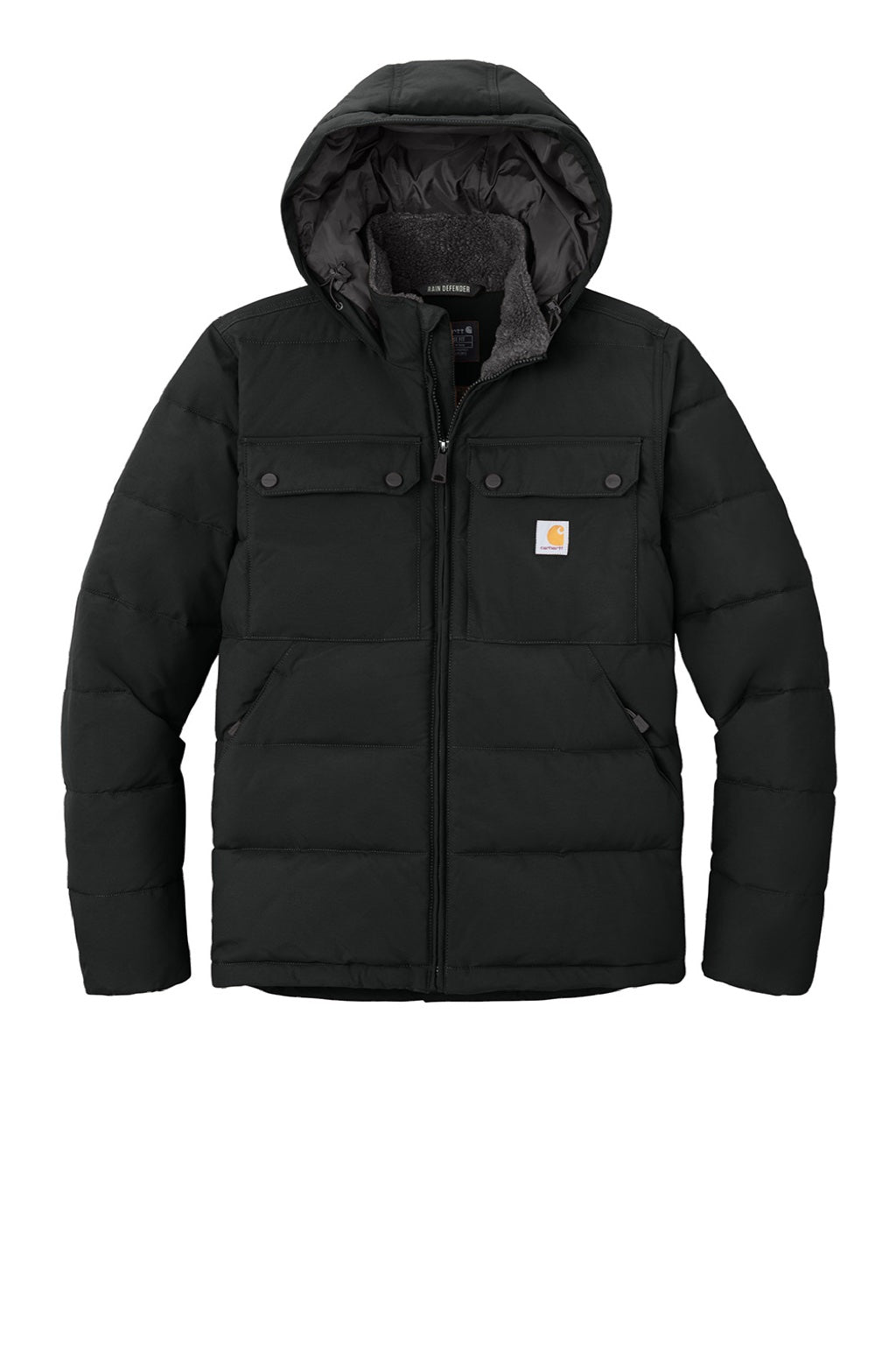 Carhartt CT107082 Mens Montana Insulated Full Zip Hooded Jacket Black Flat Front