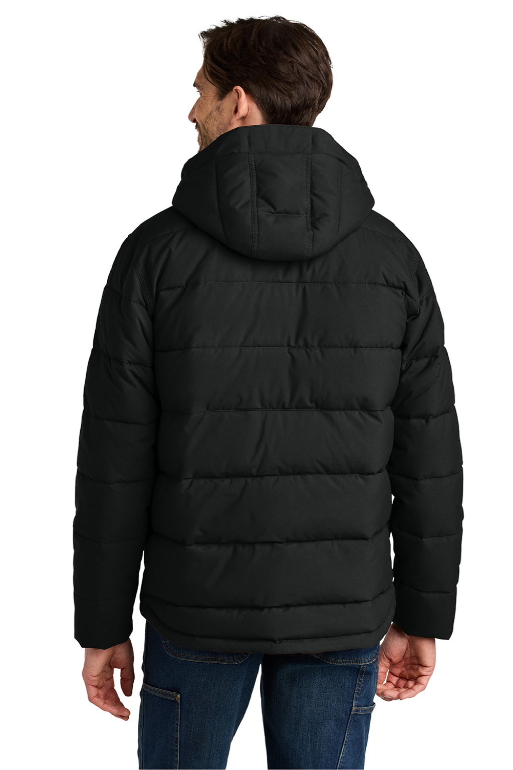 Carhartt CT107082 Mens Montana Insulated Full Zip Hooded Jacket Black Model Back