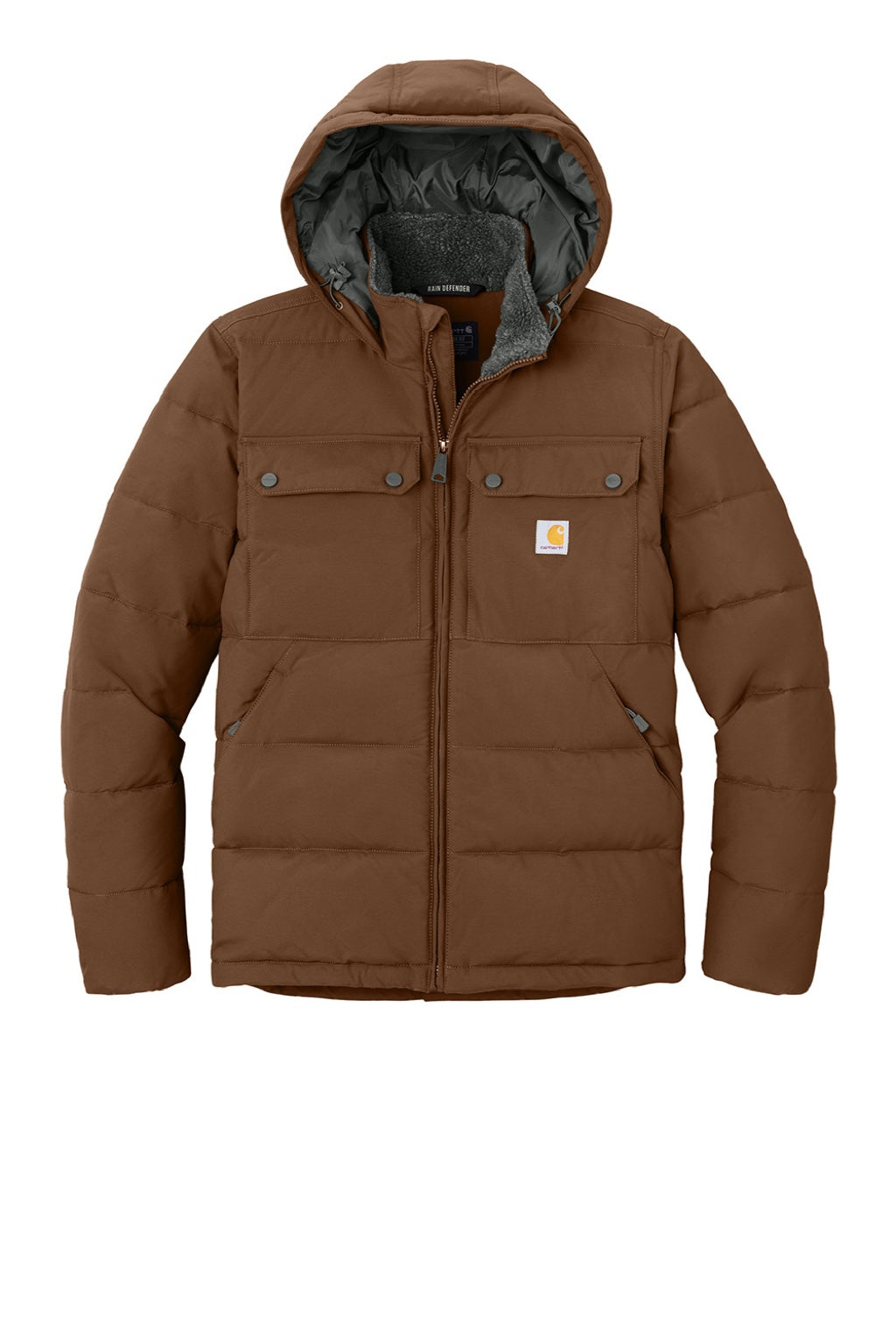 Carhartt CT107082 Mens Montana Insulated Full Zip Hooded Jacket Red Duck Brown Flat Front