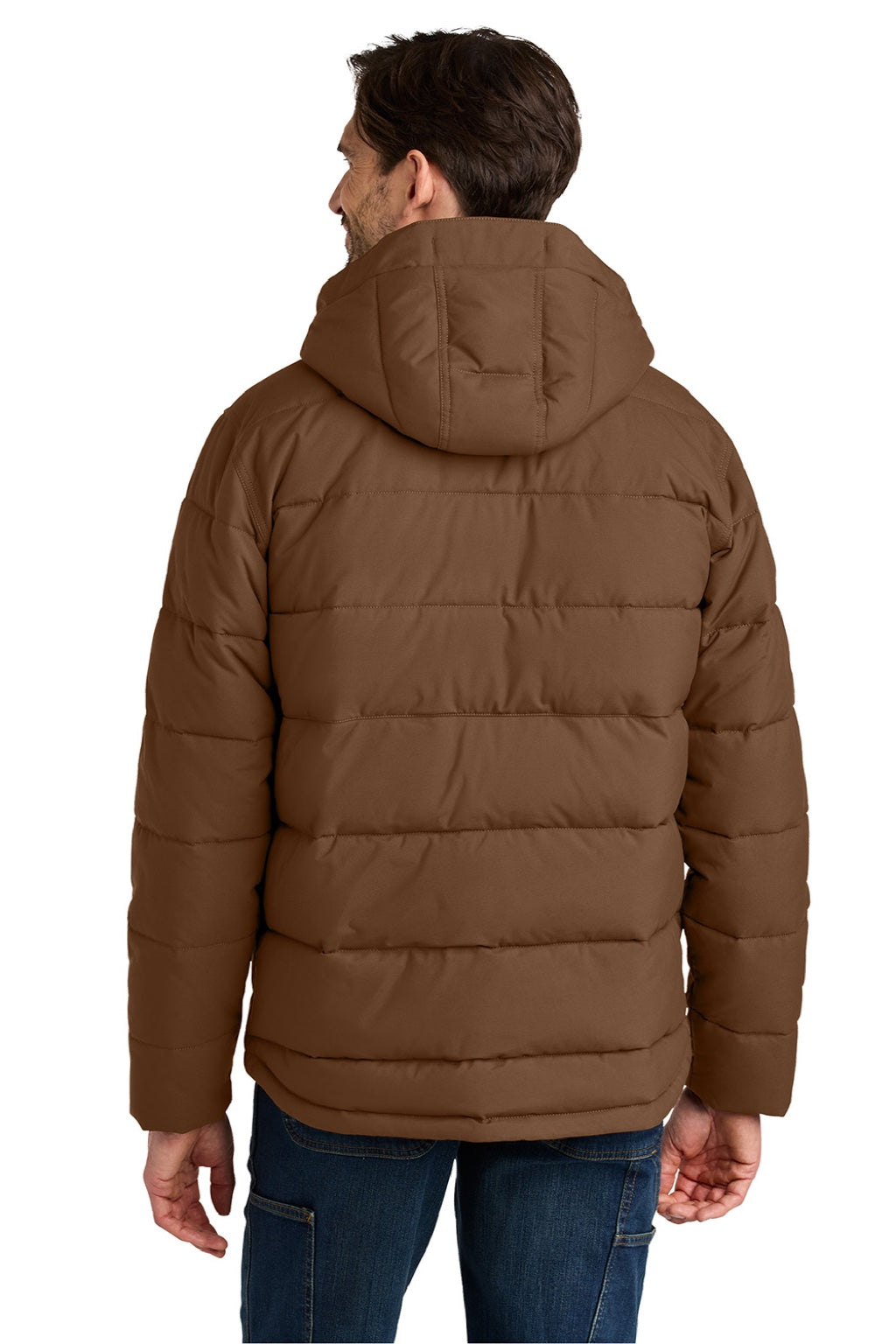 Carhartt CT107082 Mens Montana Insulated Full Zip Hooded Jacket Red Duck Brown Model Back