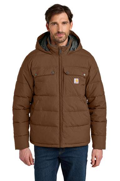 Carhartt CT107082 Mens Montana Insulated Full Zip Hooded Jacket Red Duck Brown Model Front