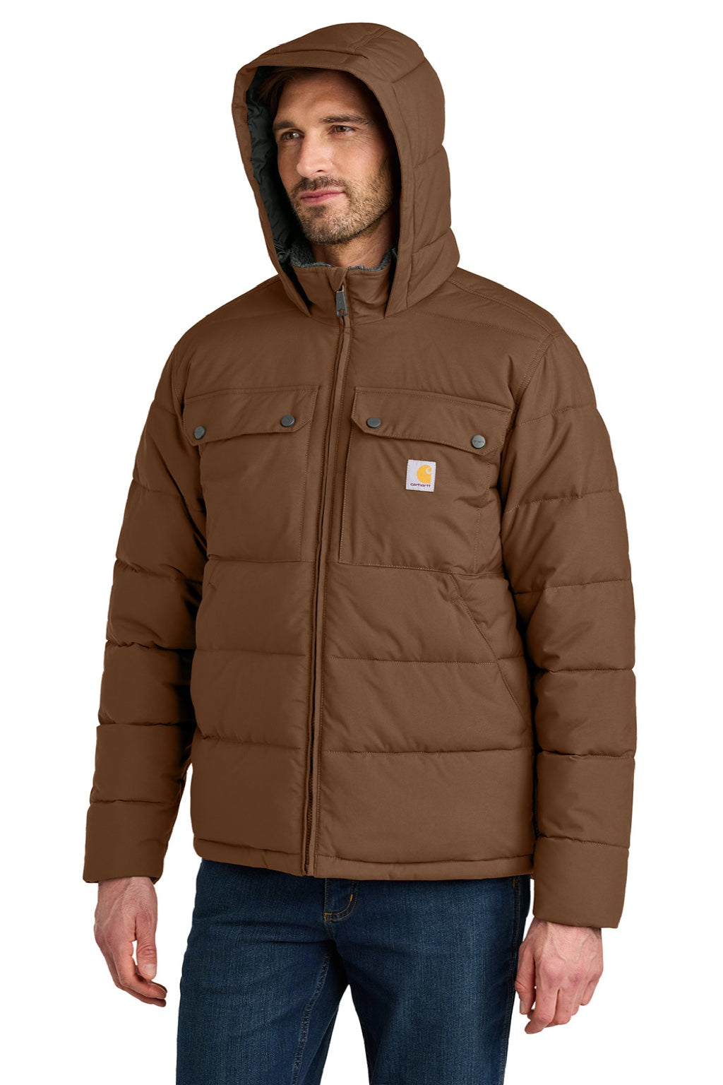 Carhartt CT107082 Mens Montana Insulated Full Zip Hooded Jacket Red Duck Brown Model 3Q
