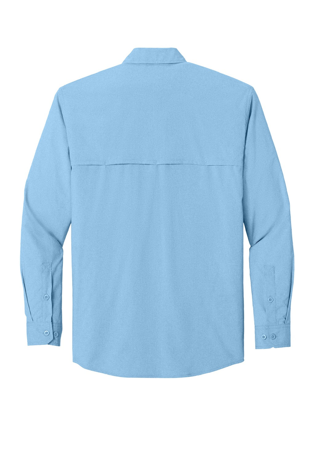 Carhartt CT107106 Mens Force Sun Defender Moisture Wicking Long Sleeve Button Down Shirt w/ Double Pockets Fresh Water Blue Flat Back