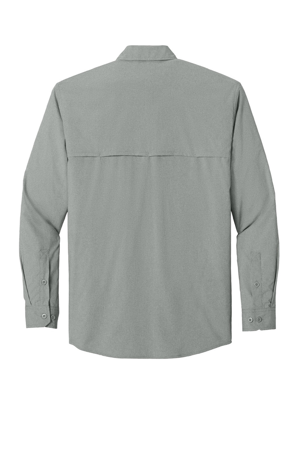 Carhartt CT107106 Mens Force Sun Defender Moisture Wicking Long Sleeve Button Down Shirt w/ Double Pockets Steel Grey Flat Back