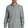 Carhartt Mens Force Sun Defender Moisture Wicking Long Sleeve Button Down Shirt w/ Double Pockets - Steel Grey