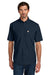 Carhartt CT107107 Mens Force Sun Defender Moisture Wicking Short Sleeve Button Down Shirt w/ Double Pockets Navy Blue Model Front