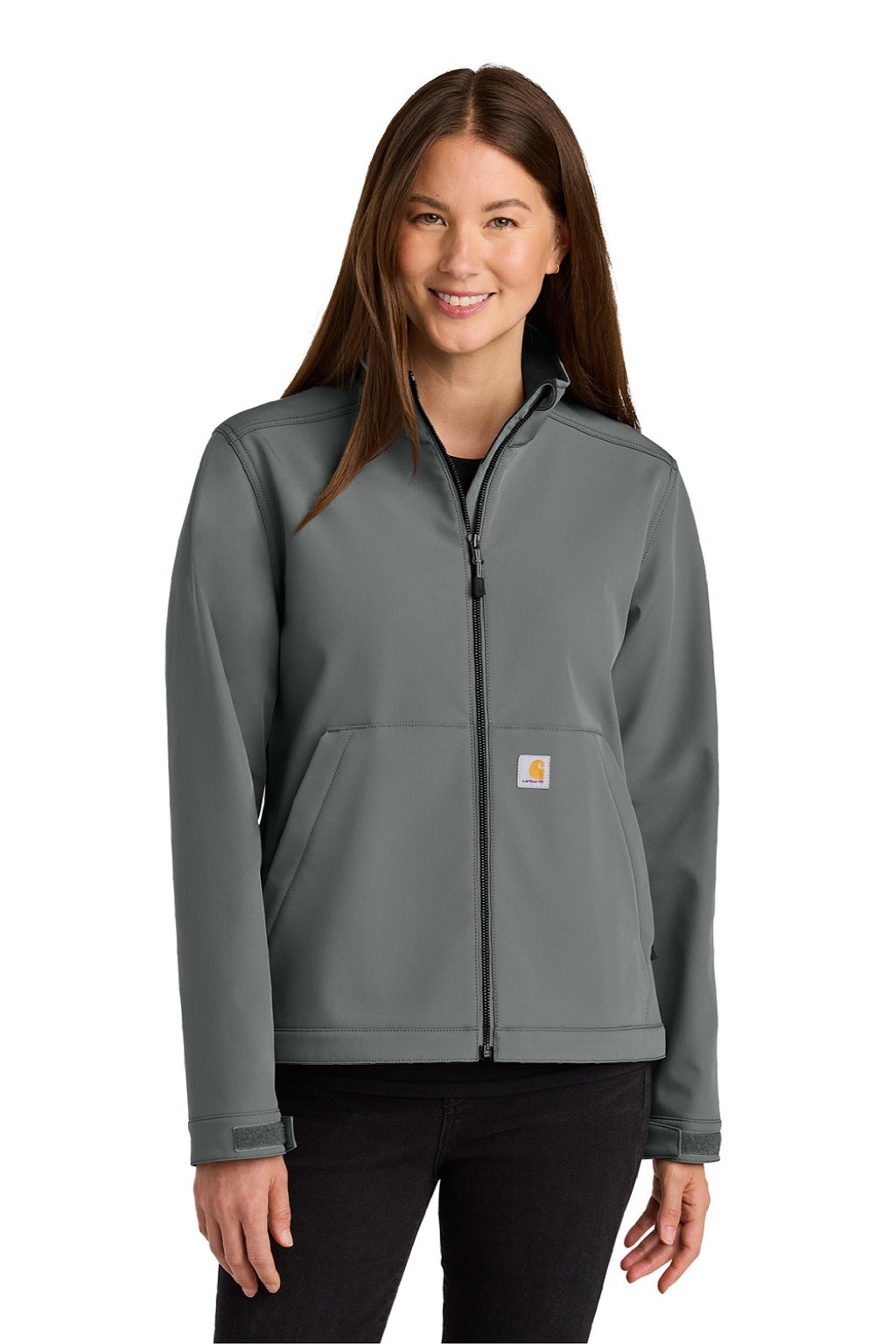 Carhartt CT107115 Womens Rain Defender Full Zip Soft Shell Jacket Steel Grey Model Front
