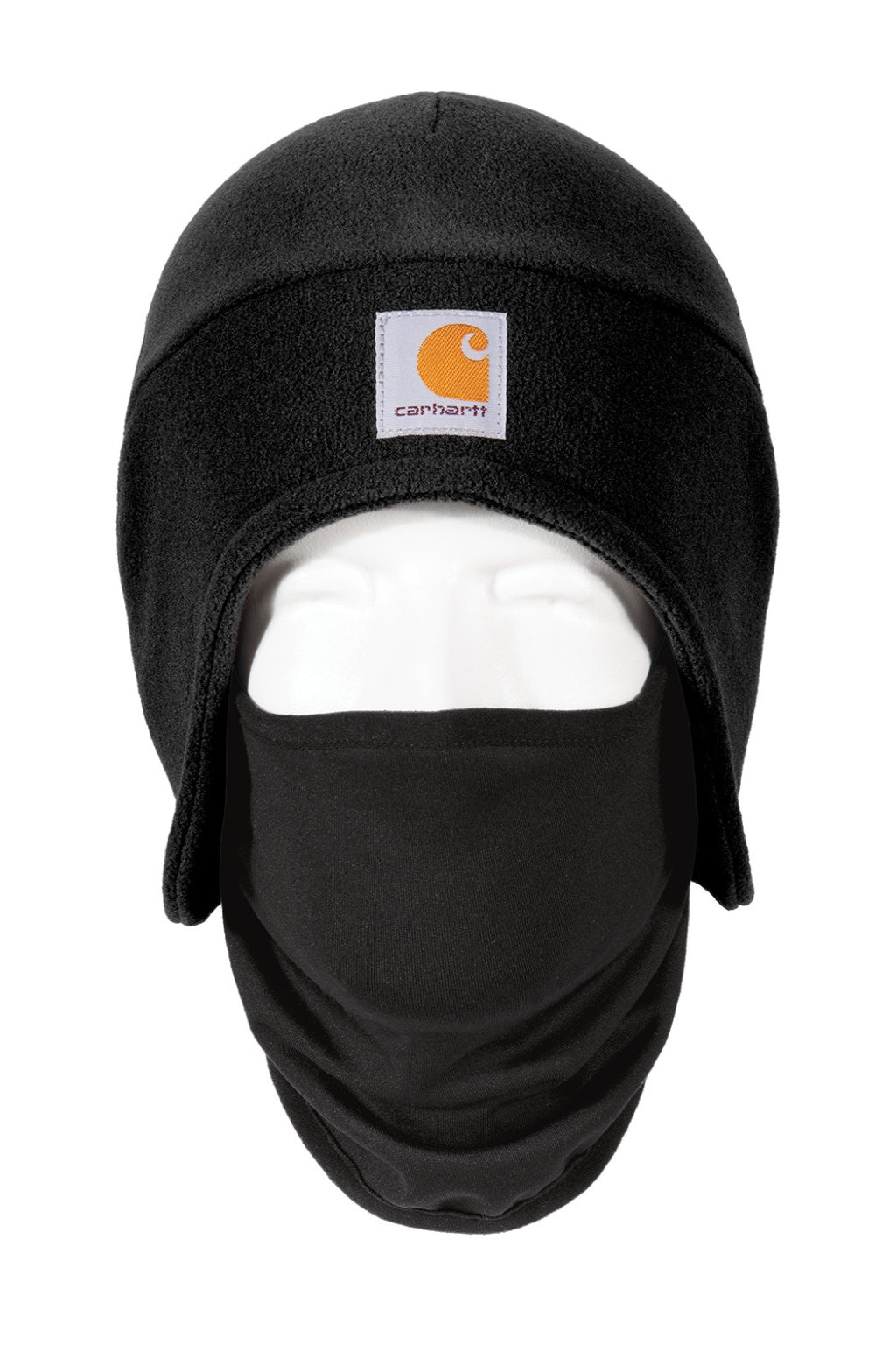 Carhartt Hats CTA202 Unisex Moisture Wicking Fleece 2-In-1 Winter Beanie Black Flat Front