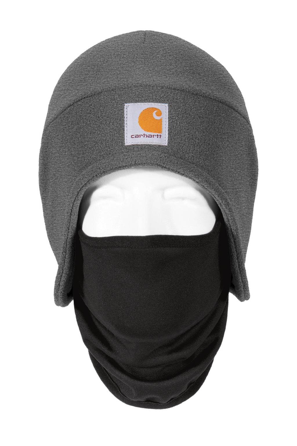 Carhartt Hats CTA202 Unisex Moisture Wicking Fleece 2-In-1 Winter Beanie Heather Charcoal Grey Flat Front