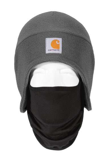 Carhartt Hats CTA202 Unisex Moisture Wicking Fleece 2-In-1 Winter Beanie Heather Charcoal Grey Flat Front