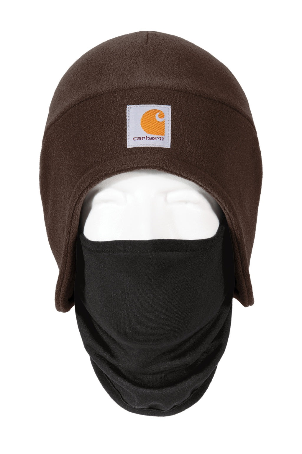 Carhartt Hats CTA202 Unisex Moisture Wicking Fleece 2-In-1 Winter Beanie Dark Brown Flat Front