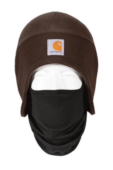 Carhartt Hats CTA202 Unisex Moisture Wicking Fleece 2-In-1 Winter Beanie Dark Brown Flat Front