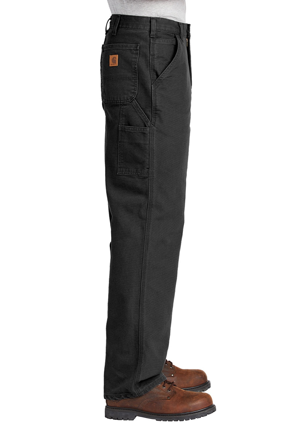 Carhartt CTB11 Mens Washed Duck Work Dungarees w/ Pockets Black Model Side