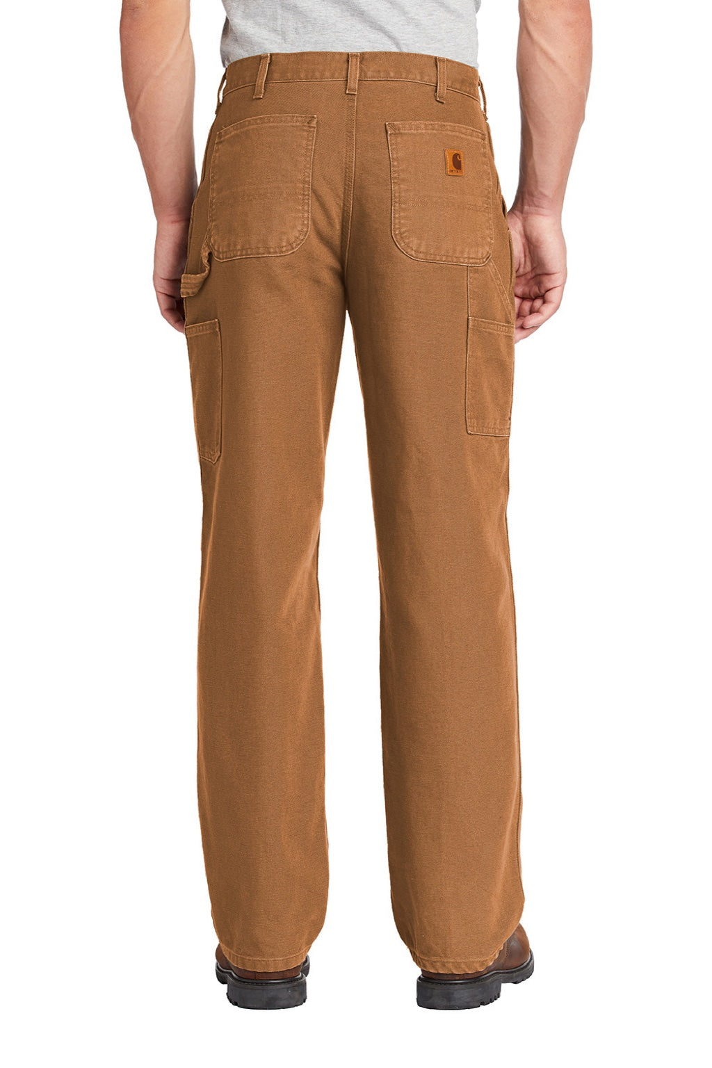 Carhartt CTB11 Mens Washed Duck Work Dungarees w/ Pockets Brown Model Back