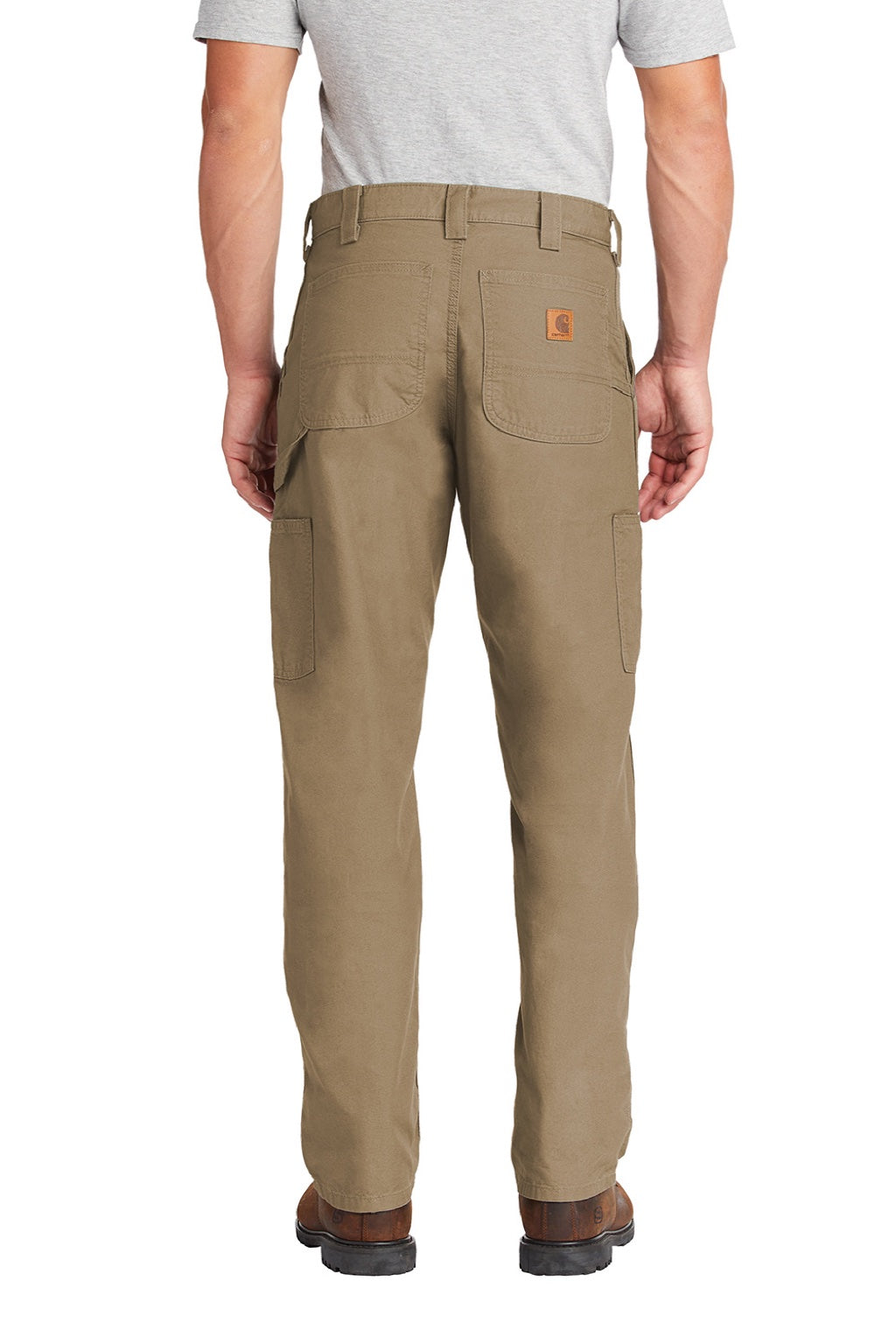 Carhartt CTB151 Mens Canvas Work Dungarees w/ Pockets Dark Khaki Brown Model Back