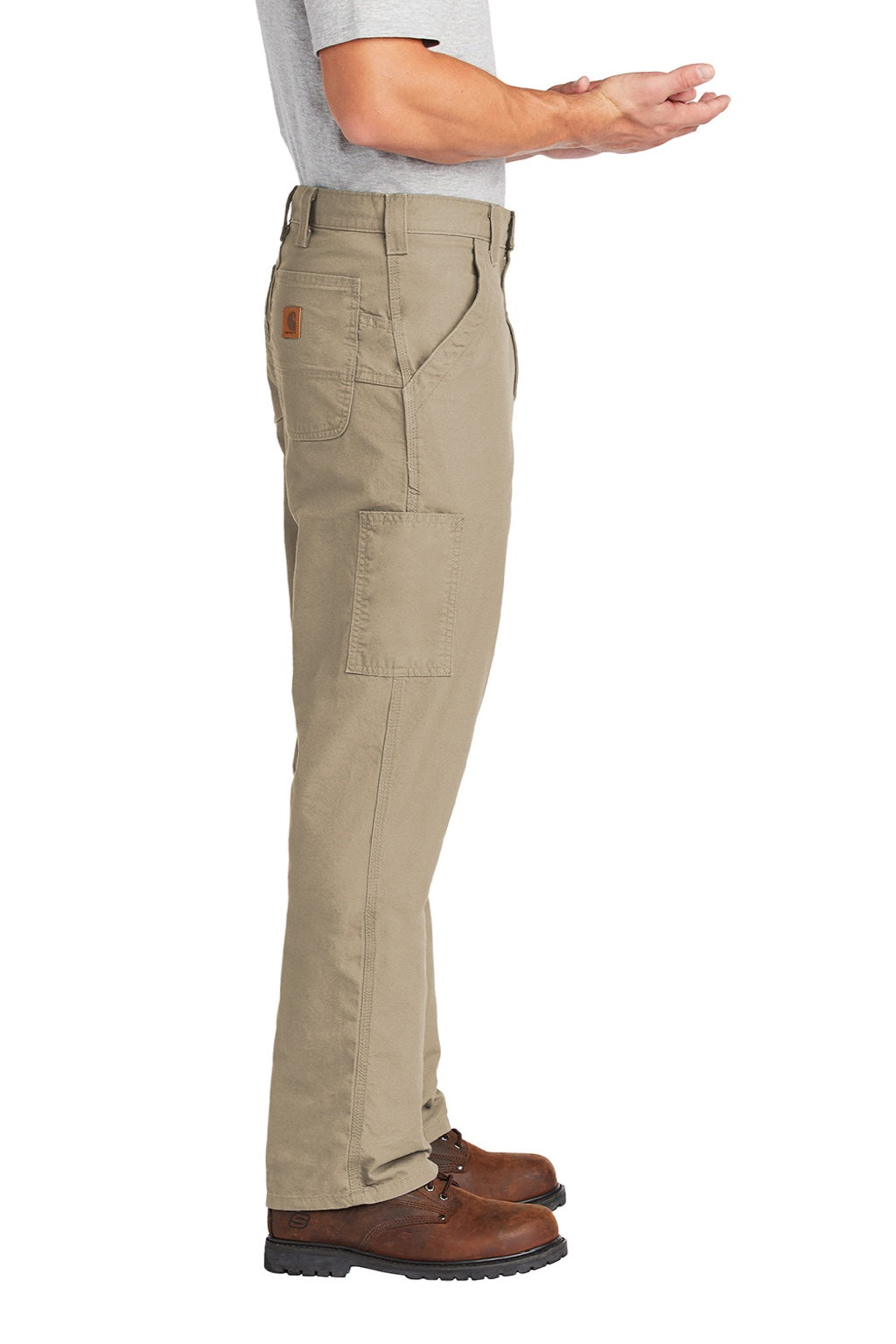 Carhartt CTB151 Mens Canvas Work Dungarees w/ Pockets Tan Brown Model Side