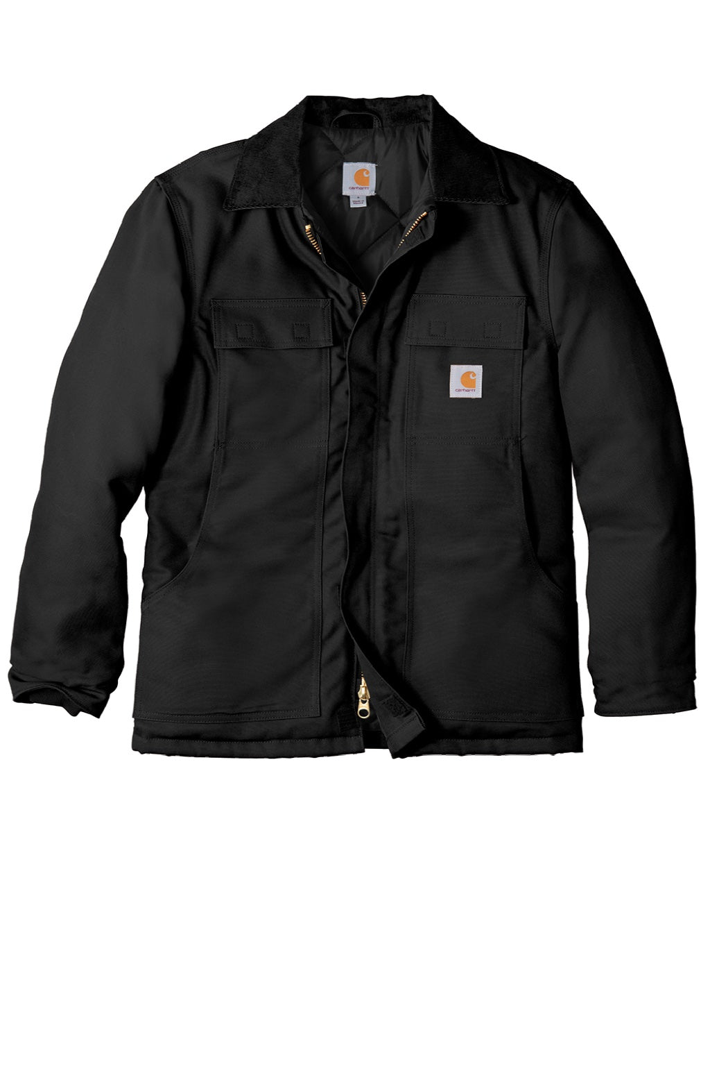 Carhartt CTC003/CTTC003/CT106674/CTT106674 Mens Wind & Water Resistant Duck Cloth Full Zip Jacket Black Flat Front
