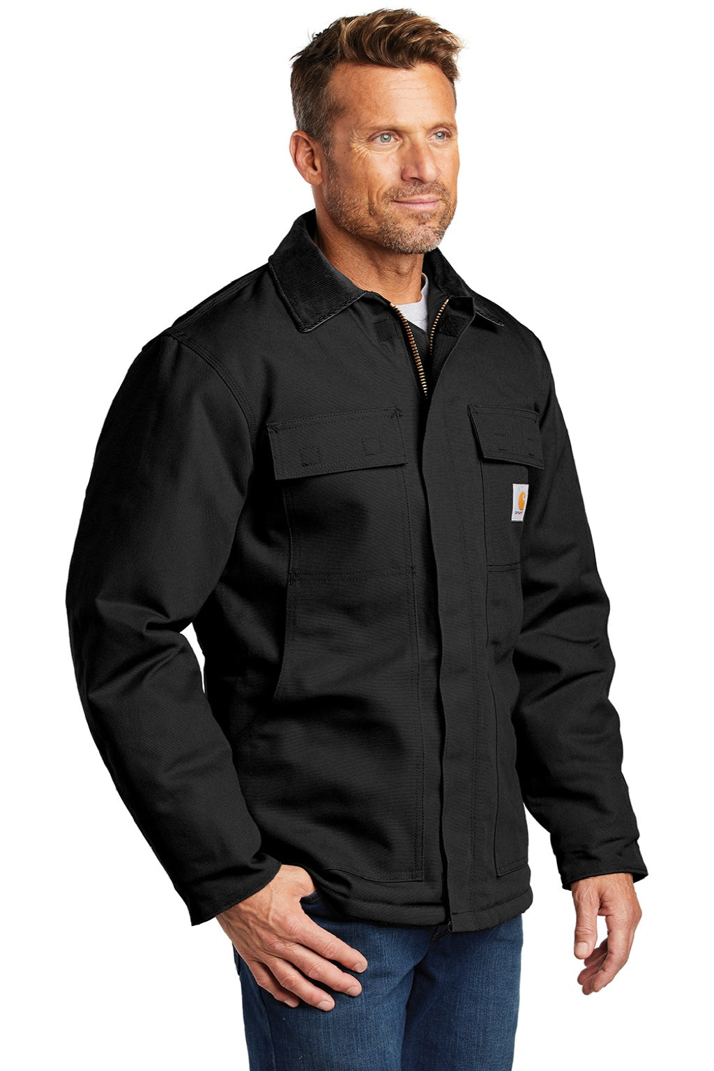 Carhartt CTC003/CTTC003/CT106674/CTT106674 Mens Wind & Water Resistant Duck Cloth Full Zip Jacket Black Model 3Q