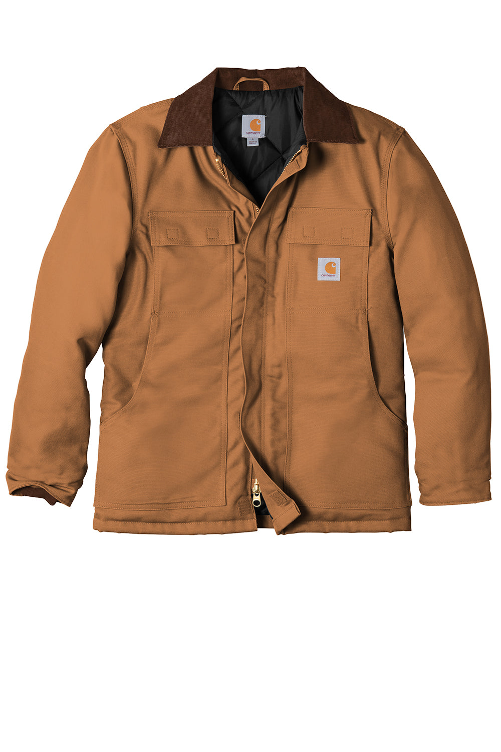 Carhartt CTC003/CTTC003 Mens Wind & Water Resistant Duck Cloth Full Zip Jacket Carhartt Brown Flat Front