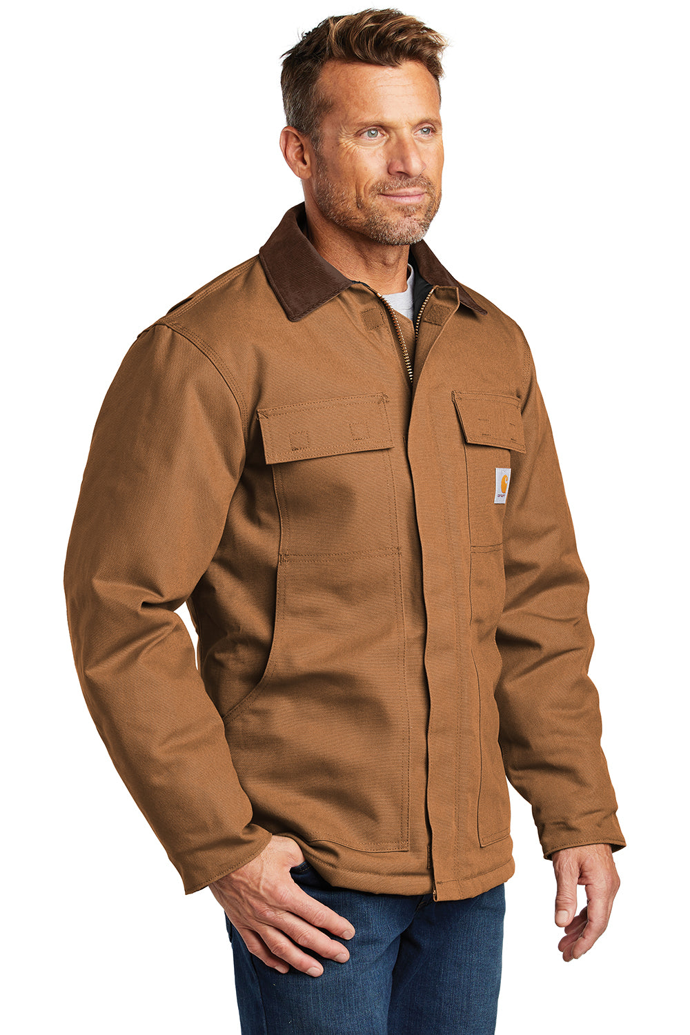 Carhartt CTC003/CTTC003 Mens Wind & Water Resistant Duck Cloth Full Zip Jacket Carhartt Brown Model 3Q
