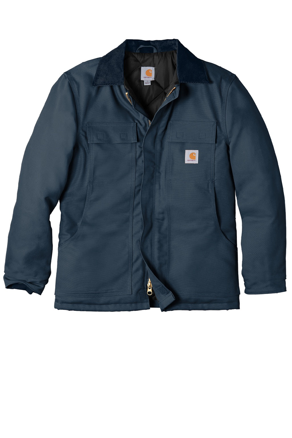 Carhartt CTC003/CTTC003/CT106674/CTT106674 Mens Wind & Water Resistant Duck Cloth Full Zip Jacket Navy Blue Flat Front