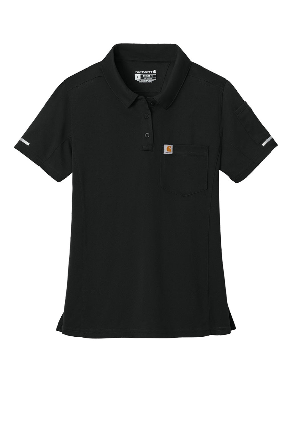 Carhartt CTC12119 Womens FLD & RSCU Short Sleeve Polo Shirt w/ Pocket Black Flat Front