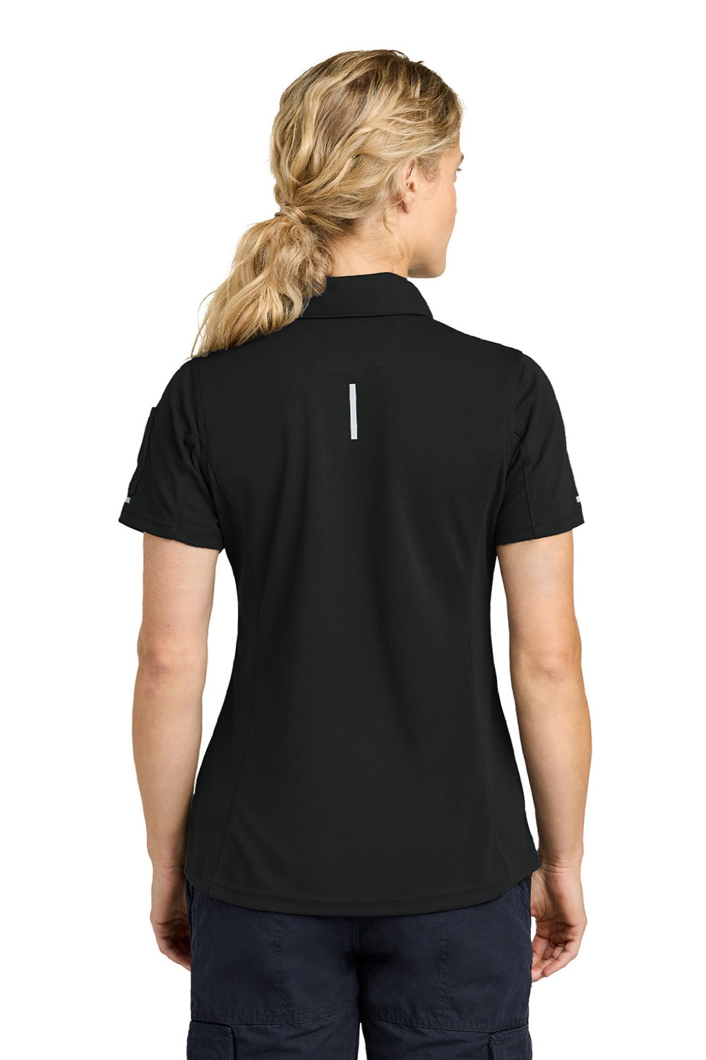 Carhartt CTC12119 Womens FLD & RSCU Short Sleeve Polo Shirt w/ Pocket Black Model Back
