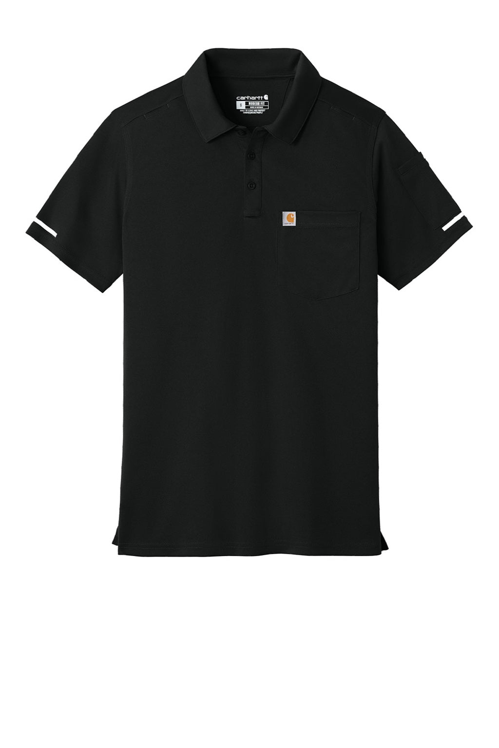 Carhartt CTC16119 Mens FLD & RSCU Short Sleeve Polo Shirt w/ Pocket Black Flat Front