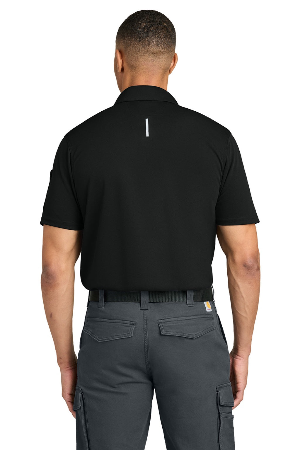 Carhartt CTC16119 Mens FLD & RSCU Short Sleeve Polo Shirt w/ Pocket Black Model Back