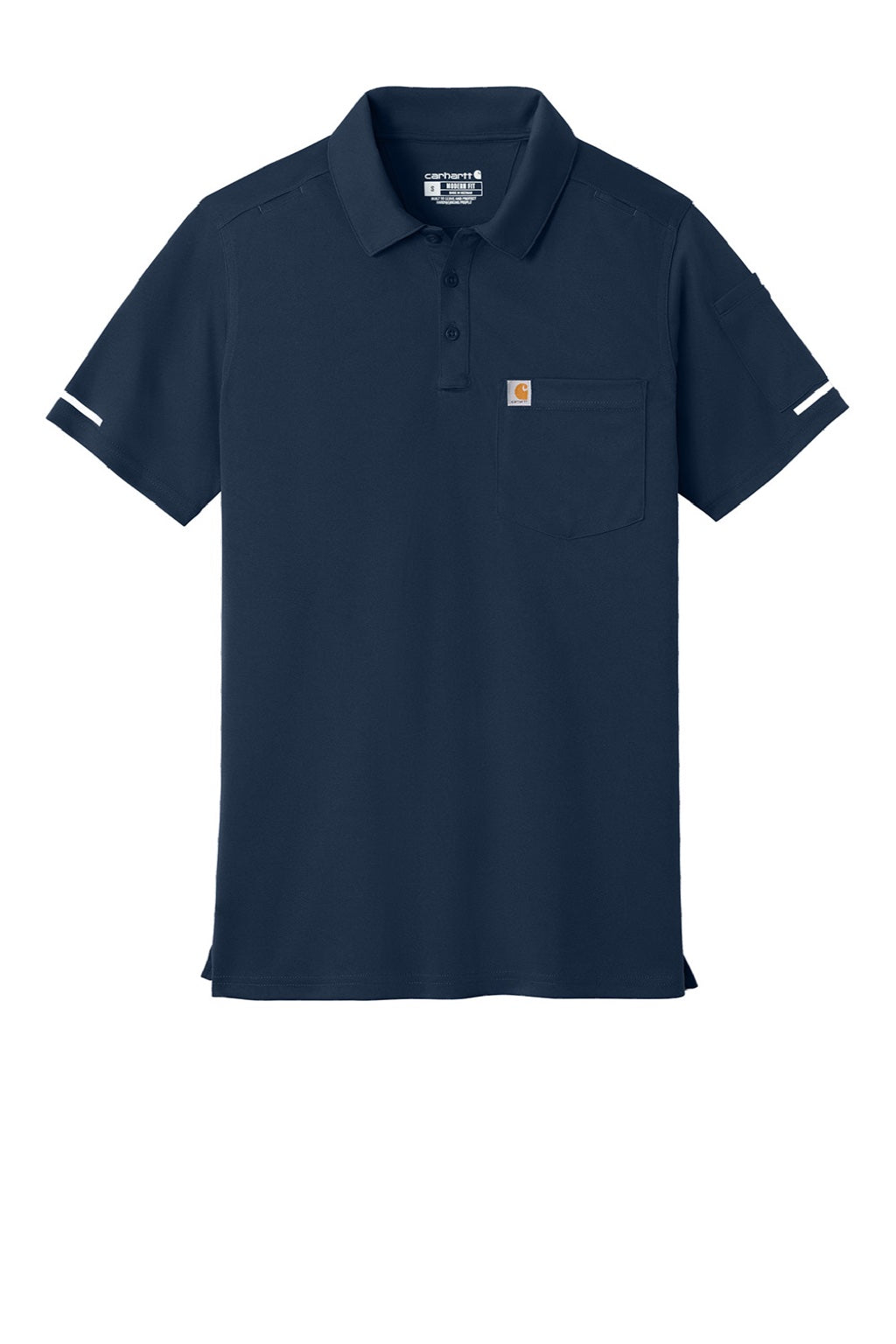 Carhartt CTC16119 Mens FLD & RSCU Short Sleeve Polo Shirt w/ Pocket Dark Navy Blue Flat Front