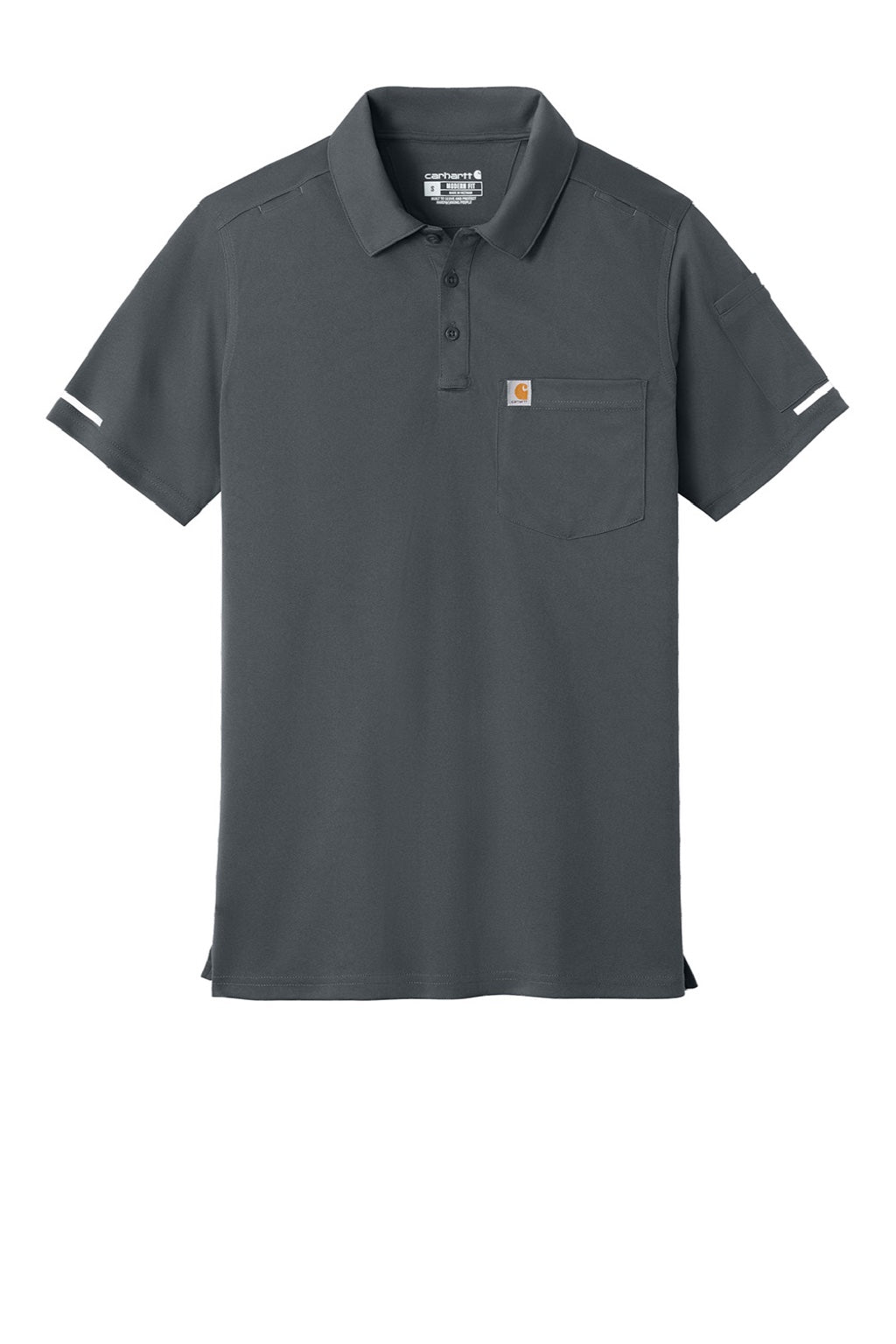 Carhartt CTC16119 Mens FLD & RSCU Short Sleeve Polo Shirt w/ Pocket Pewter Grey Flat Front
