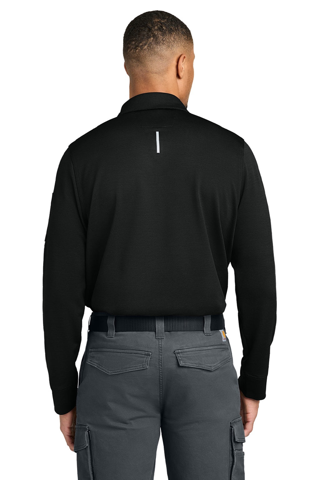 Carhartt CTC16129 Mens FLD & RSCU Long Sleeve Polo Shirt w/ Pocket Black Model Back