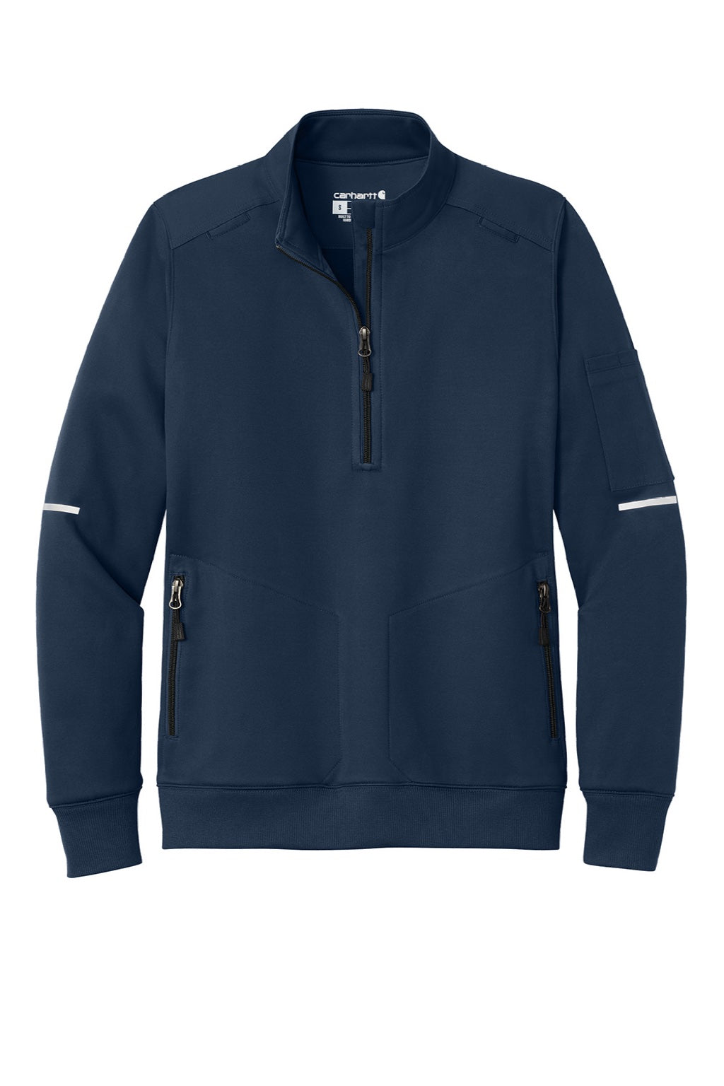 Carhartt CTC82912 Womens FLD & RSCU 1/4 Zip Sweatshirt w/ Pockets Dark Navy Blue Flat Front