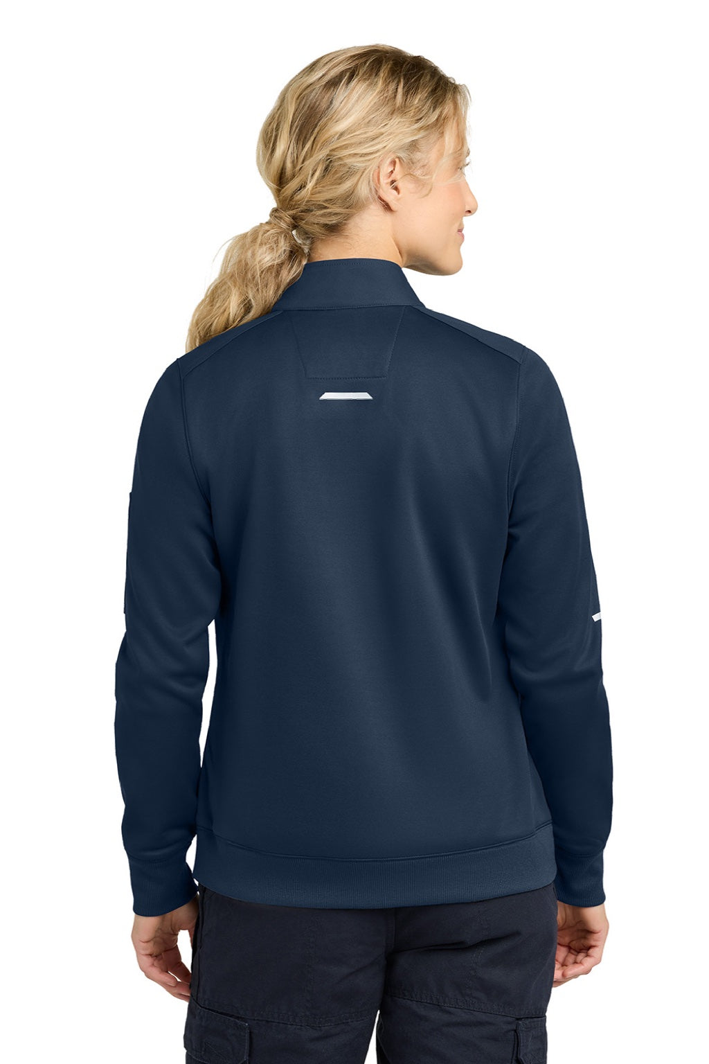 Carhartt CTC82912 Womens FLD & RSCU 1/4 Zip Sweatshirt w/ Pockets Dark Navy Blue Model Back