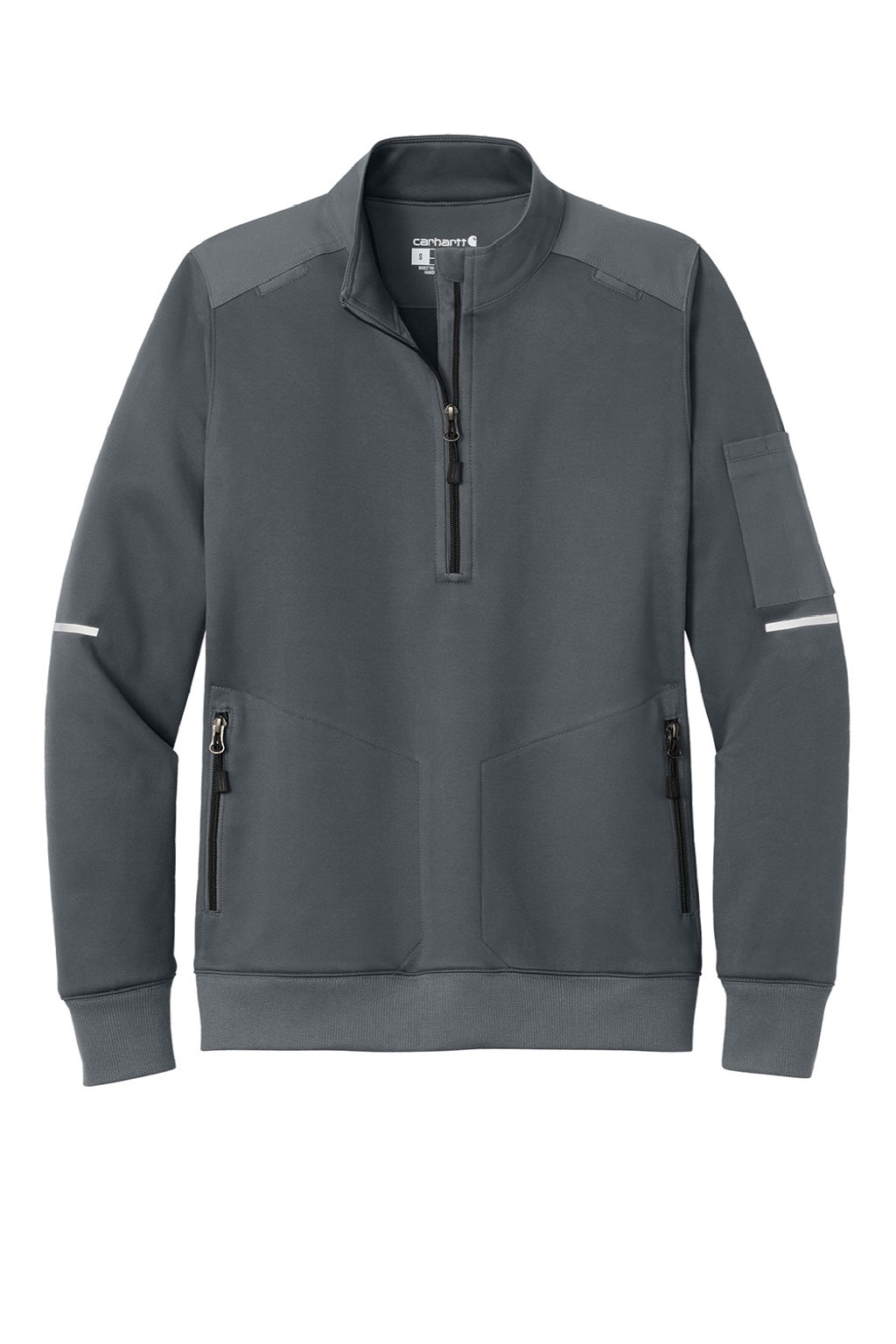 Carhartt CTC82912 Womens FLD & RSCU 1/4 Zip Sweatshirt w/ Pockets Pewter Grey Flat Front