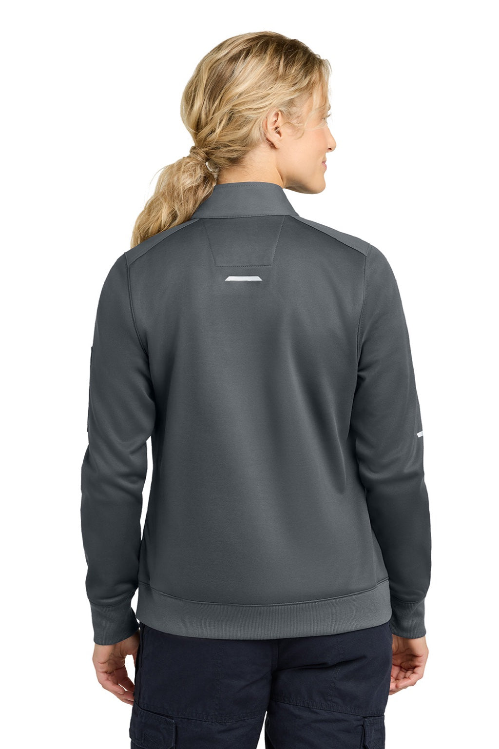 Carhartt CTC82912 Womens FLD & RSCU 1/4 Zip Sweatshirt w/ Pockets Pewter Grey Model Back