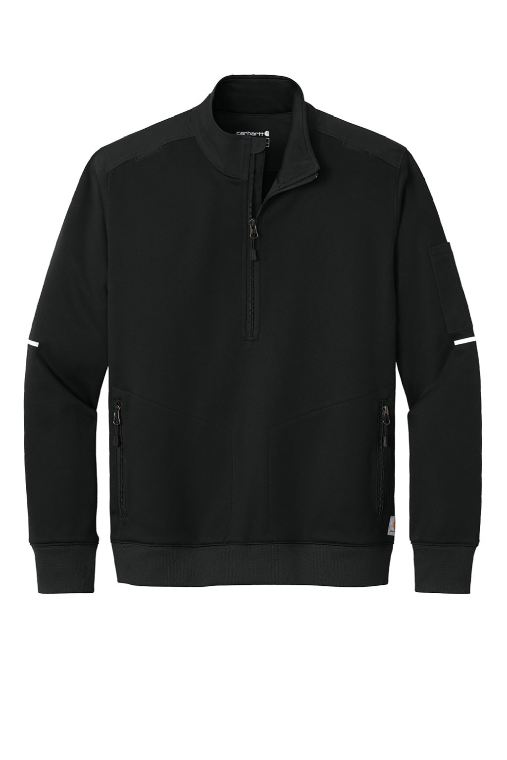 Carhartt CTC86912 Mens FLD & RSCU 1/4 Zip Sweatshirt w/ Pockets Black Flat Front