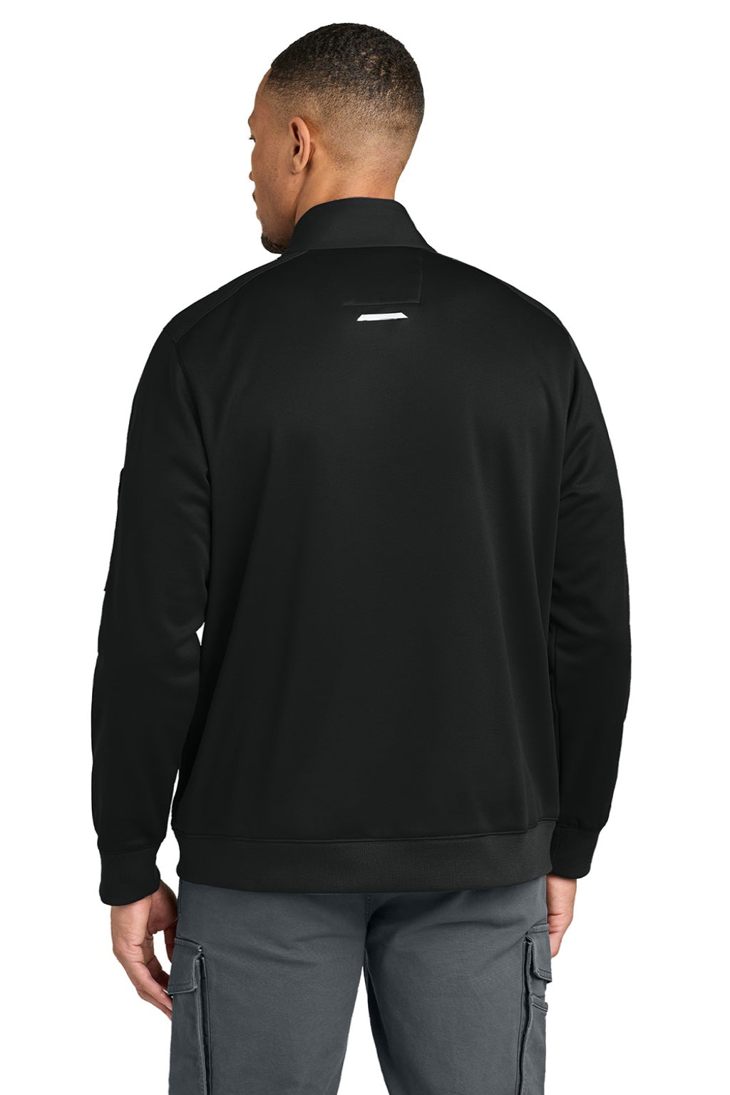 Carhartt CTC86912 Mens FLD & RSCU 1/4 Zip Sweatshirt w/ Pockets Black Model Back