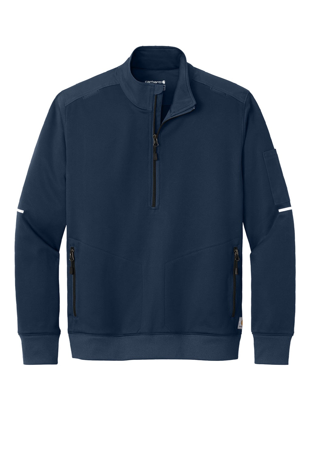 Carhartt CTC86912 Mens FLD & RSCU 1/4 Zip Sweatshirt w/ Pockets Dark Navy Blue Flat Front