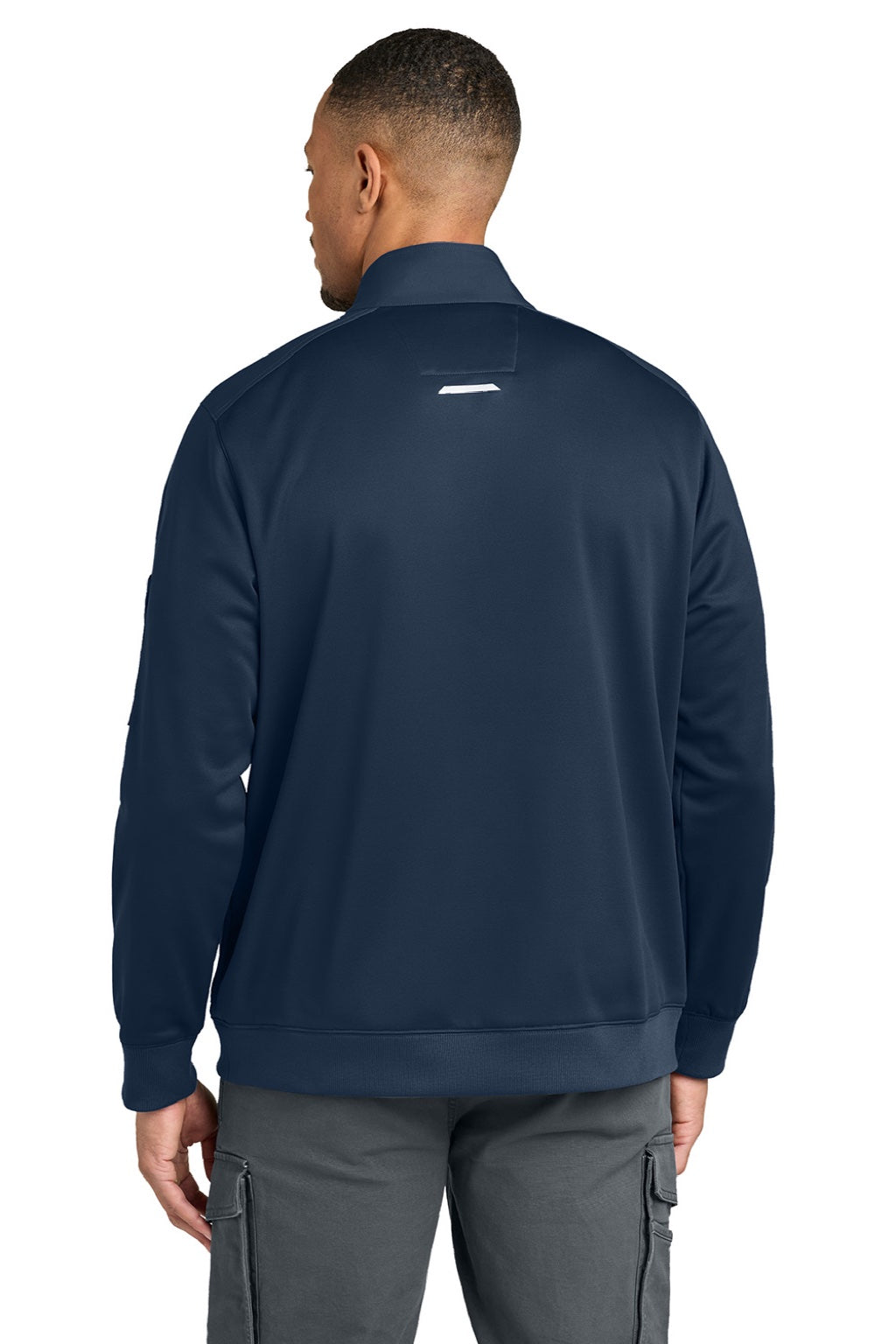 Carhartt CTC86912 Mens FLD & RSCU 1/4 Zip Sweatshirt w/ Pockets Dark Navy Blue Model Back