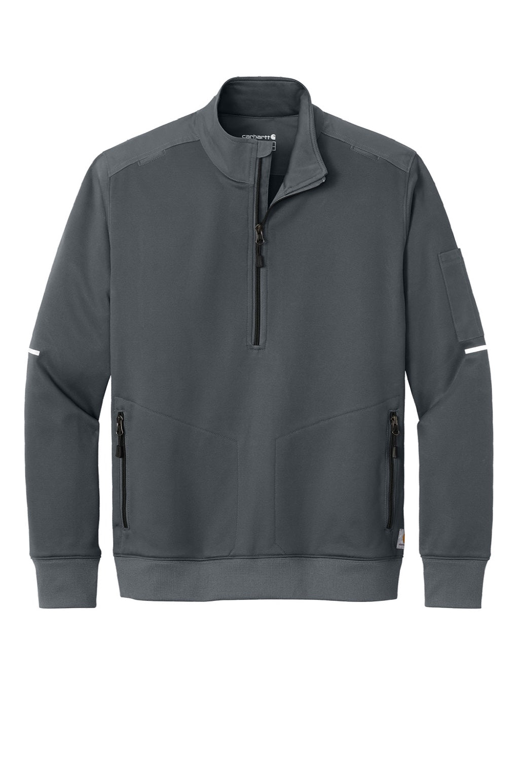 Carhartt CTC86912 Mens FLD & RSCU 1/4 Zip Sweatshirt w/ Pockets Pewter Grey Flat Front