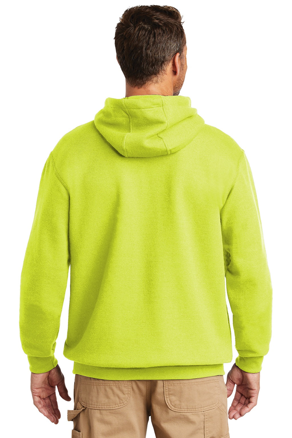 Carhartt CTK121/CTTK121 Mens Hooded Sweatshirt Hoodie w/ Pouch Pocket Brite Lime Green Model Back