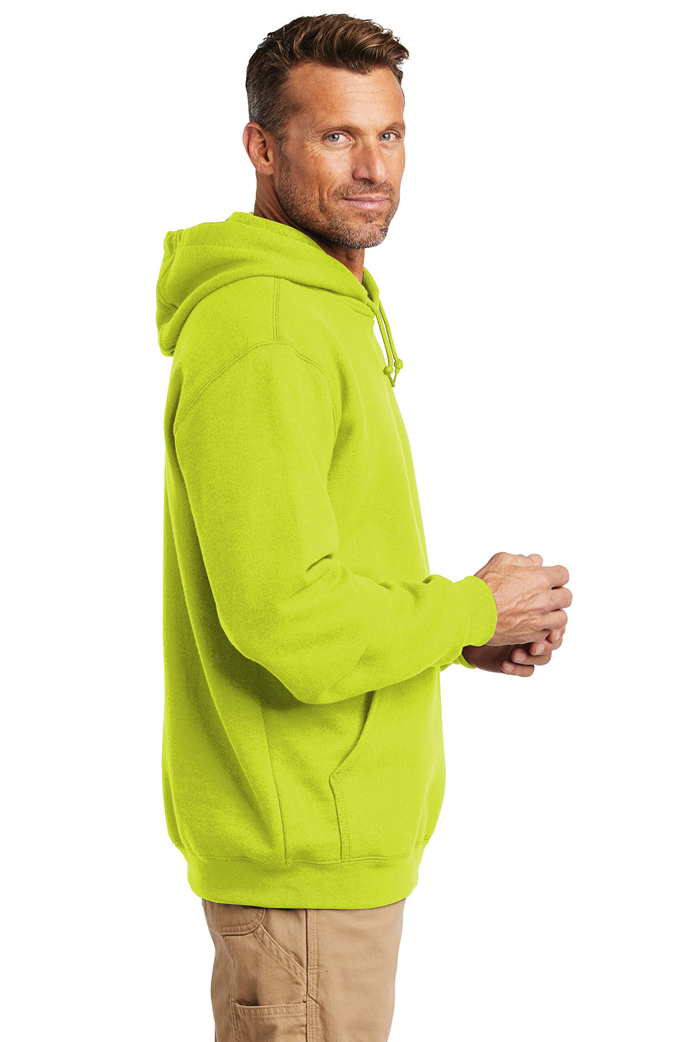 Carhartt CTK121/CTTK121 Mens Hooded Sweatshirt Hoodie Brite Lime Green Model Side
