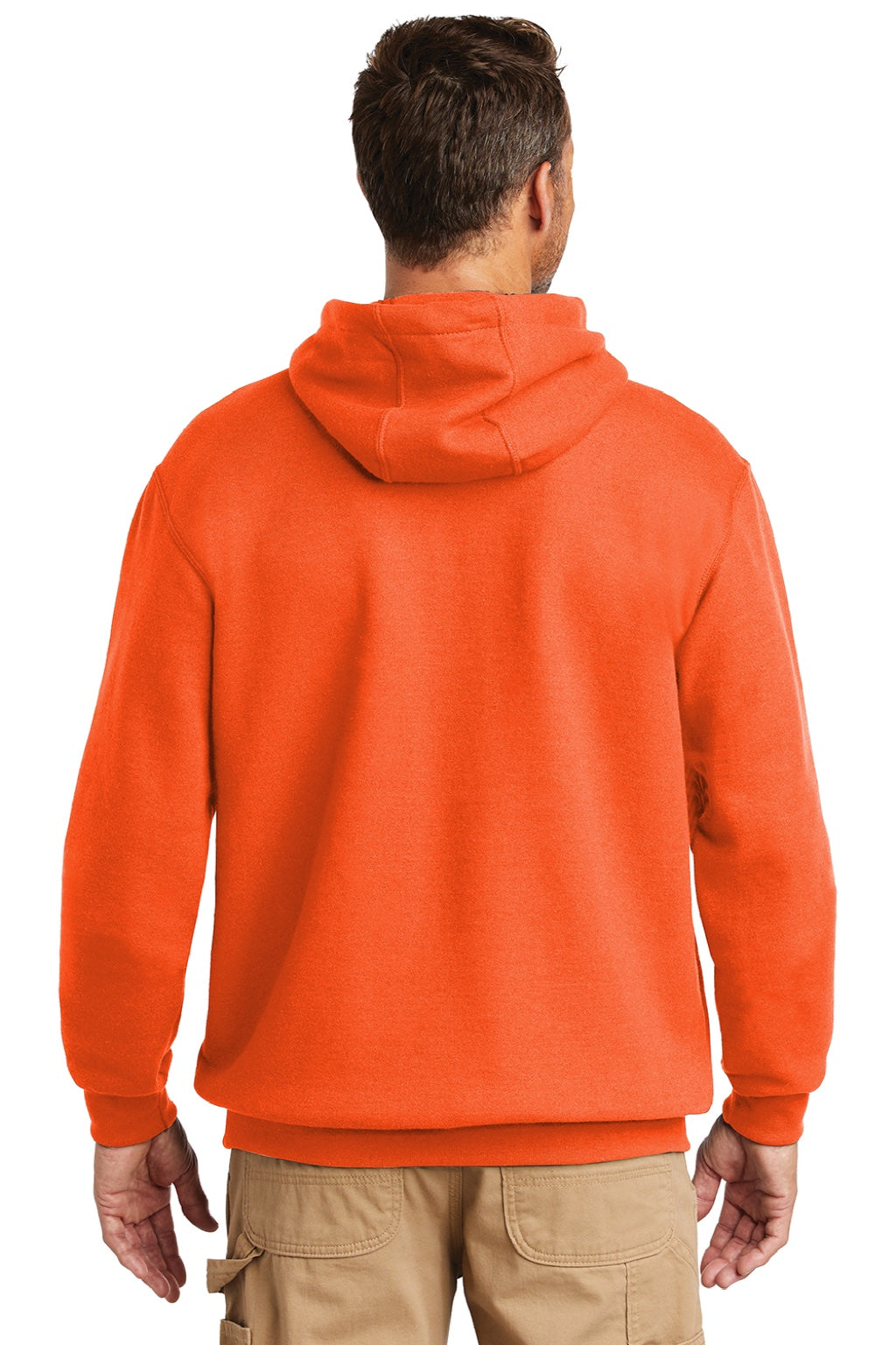 Carhartt CTK121/CTTK121 Mens Hooded Sweatshirt Hoodie w/ Pouch Pocket Brite Orange Model Back