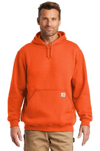 Carhartt CTK121/CTTK121 Mens Hooded Sweatshirt Hoodie w/ Pouch Pocket Brite Orange Model Front